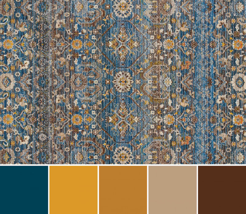 Gianna Traditional 9'0\" x 12'0\" Area Rug in Blue Indoor Area Rug