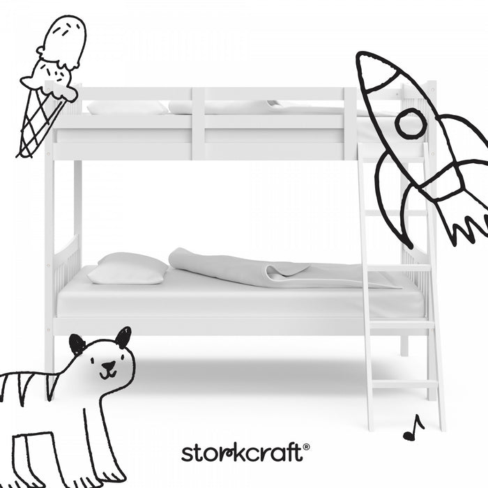 Storkcraft Caribou Twin over Twin Bunk Bed - White