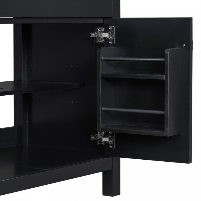 Baker 30 Inch Modern Bathroom Vanity with Ceramic Sink & Storage Cabinet, Black