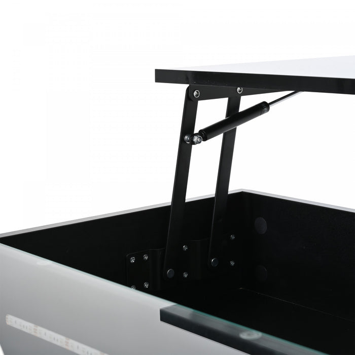 Oliver Lift-Top Coffee Table with LED Lighting and Glass Tabletop,Black