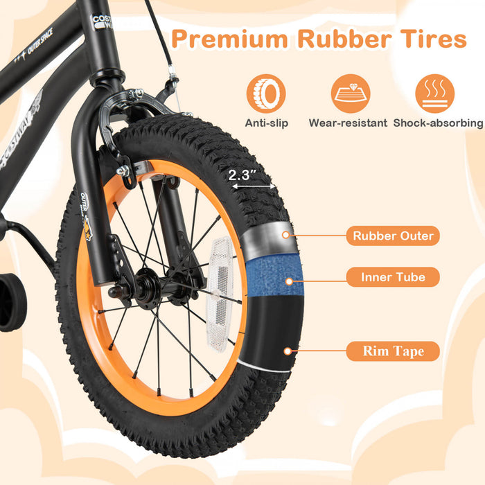 Costway 18-inch Kid's Bike For 4-8 Years Old With Adjustable Saddle & Anti-slip Handlebar Black