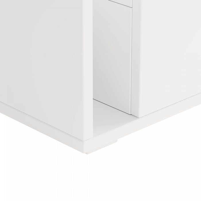 Emily Coffee Table with LED Lights and Open Storage,White