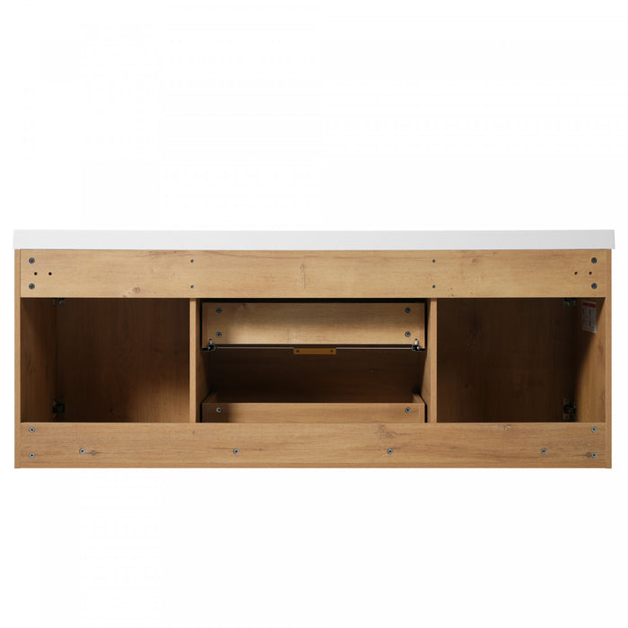 Hudson 59.3-Inch Double Sink Bathroom Vanity with Soft-Close Storage,Wood