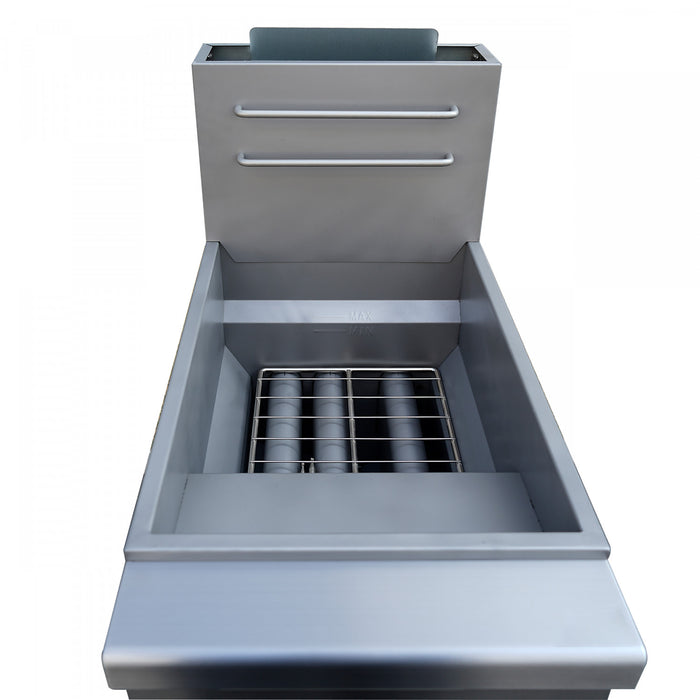 FORNO Commerciale Natural Gas Deep Fryer, 4 Burners 120,000 BTU, 50 lbs Oil Capacity - FCMGF0023
