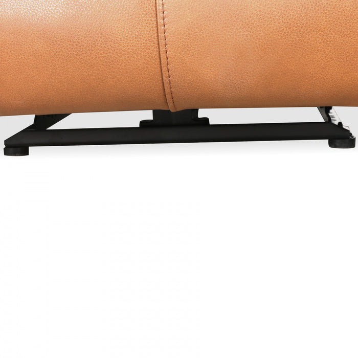 Bellamy 78 in. Leather Match Power Reclining Sofa with Adjustable Headrest and USB - Cognac