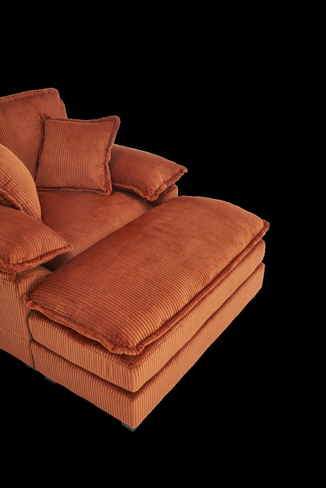 Liam 46.9\" Modern indoor corduroy sofa with 2 soft cushions ,Orange Sofa
