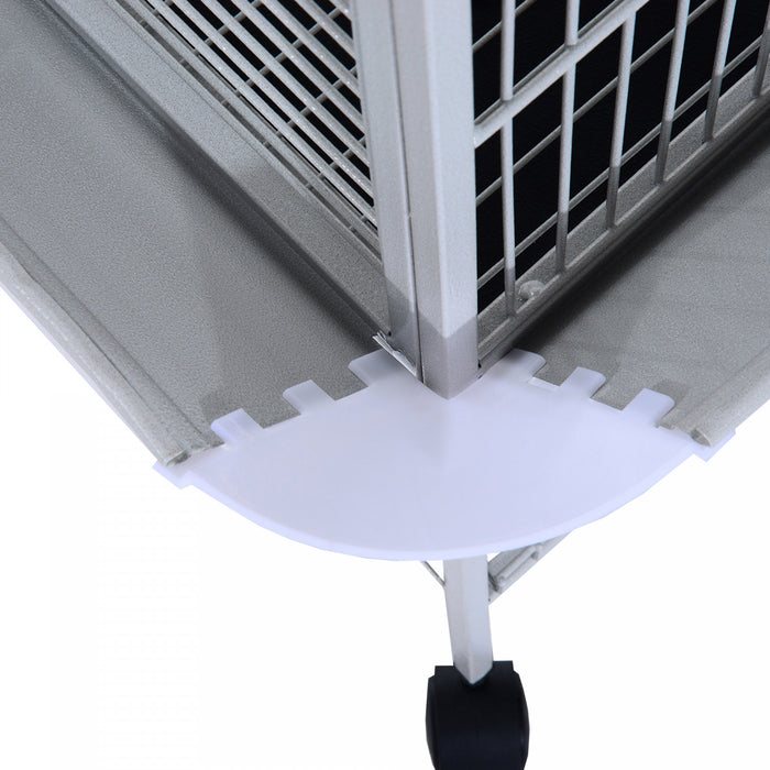 Pawhut 63.5\" Bird Cage For Cockatiels, Conure, African Greys, Porcupines, Indian Ringnecks, Parrot Cage With Wheels, Bird Feeder Stand, Play Top House, Silver