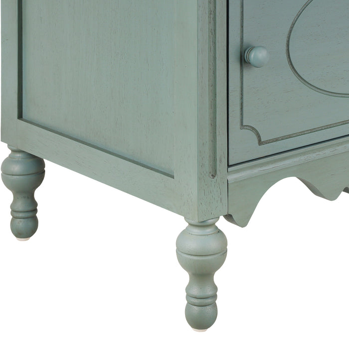 Amelia Vintage 24\" Nightstand with Carved Drawer and Cabinet,Blue