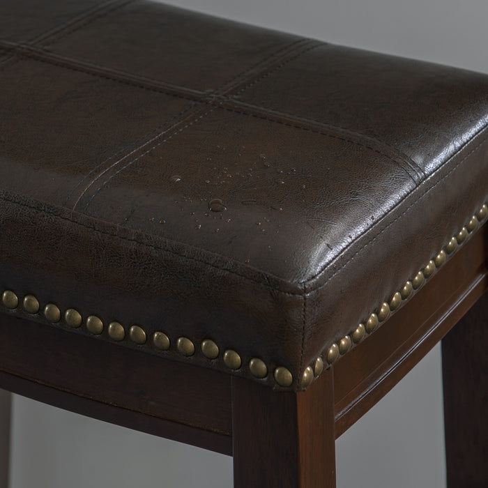 Claridge Faux Leather Backless Counter-Height Stool - Brown