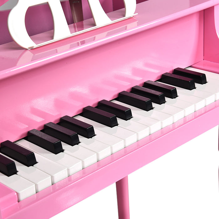 Costway 30-Key Classic Piano Wood w/ Bench & Music Rack Black