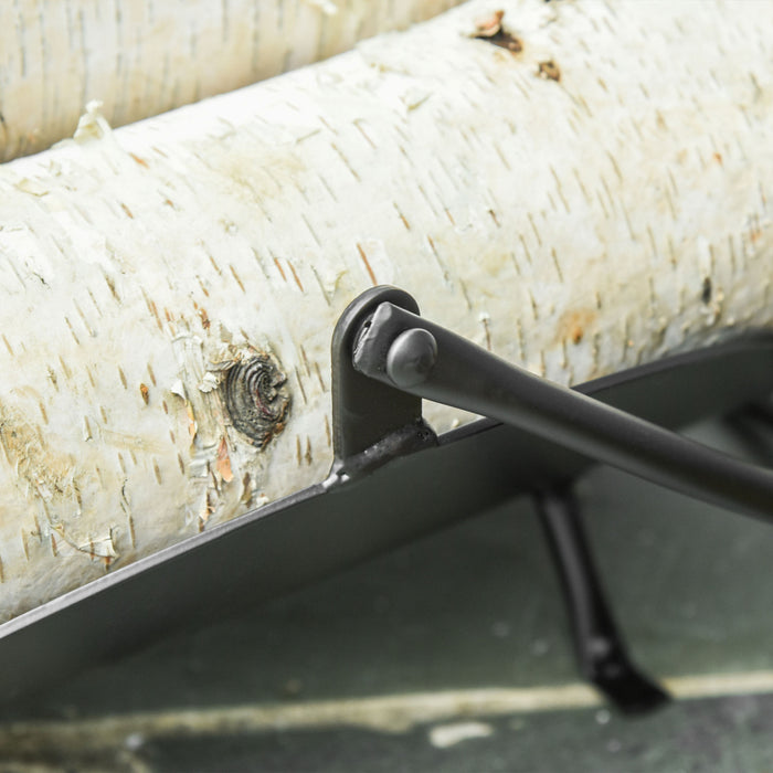 Outsunny 16\" Firewood Log Rack Curved Fireplace Log Holder Wood Storage Basket Carrier With Handle, For Outdoor And Indoor Use, Black