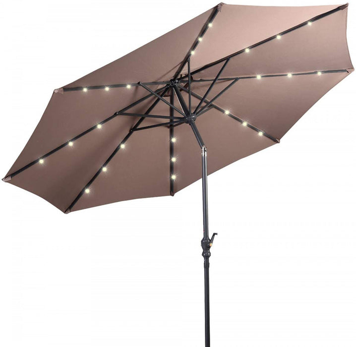 Costway 10ft Solar Lights Patio Umbrella Outdoor W/ 36 LBS Steel Umbrella Stand
