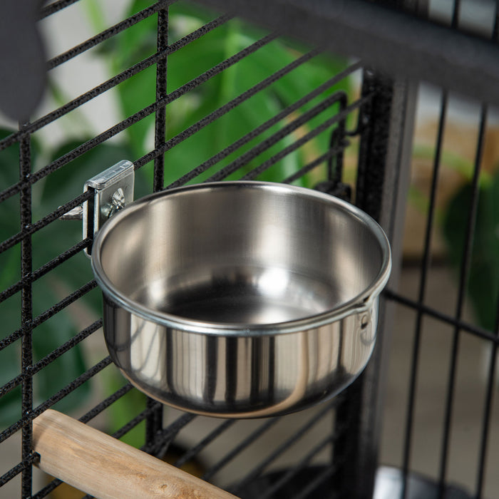 Pawhut 61.5 Inch Bird Cage Parakeet House For Cockatiel With Stand, Pull Out Tray, Play Top, Storage Shelf, Wood Perch, Food Container