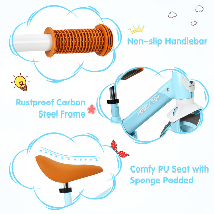 Honey Joy Kids Balance Bike Toddler Training Bicycle W/ Feetrests For 2-5 Years Old Blue