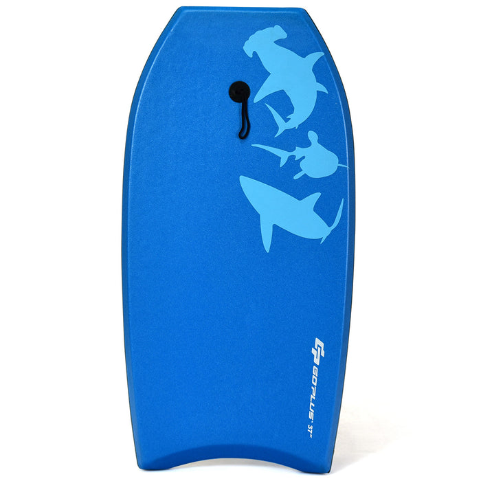Goplus 33'' Lightweight Super Bodyboard Surfing W/leash Eps Core Boarding Blue Shark