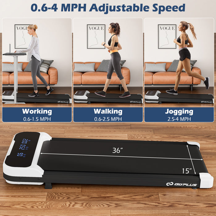 Goplus 2.5hp Under Desk Treadmill For Home And Office Remote Control Led Display White