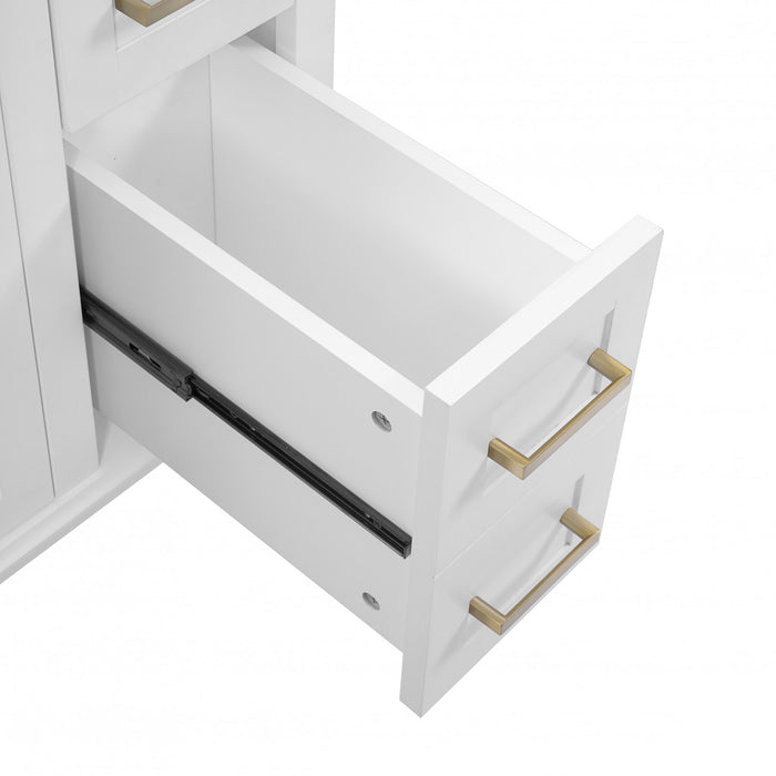 Savannah 30 Inch Bathroom Vanity with Ceramic Sink and Spacious Storage Cabinet, White