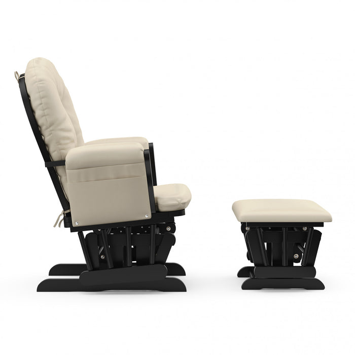 Storkcraft Hoop Glider and Ottoman - Black/Beige