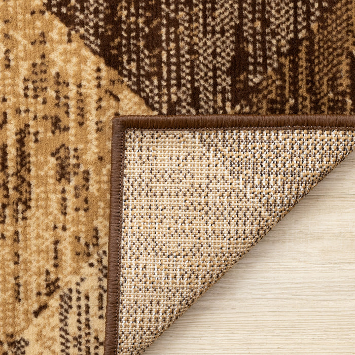 Florence Brown Beige Distressed Diamond Pattern Rug, 5'3\" x 7'5\" Indoor Area Rug