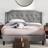 Kellen Upholstered Platform Bed with Headboard in Light Grey - King Size | Kellen lit plateforme rembourré avec tête de lit gris pâle - Très grand