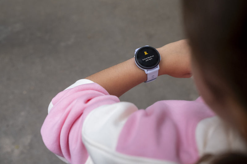 Garmin Bounce 2 Light Purple Kids Smartwatch - Safe Wearable, GPS Sports Tracking, Sleep Monitoring, Voice Commands, Fun Themes, Educational Quizzes