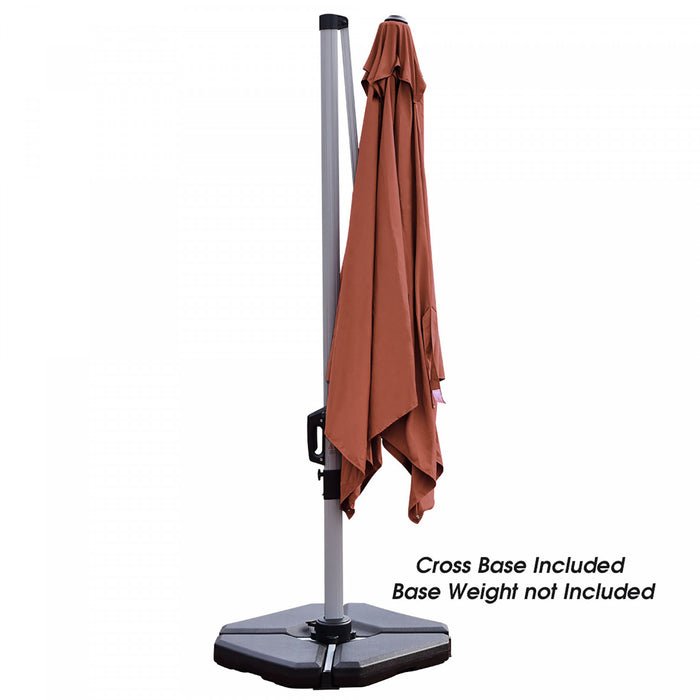 Costway 10Ft Square Patio Offset Cantilever Umbrella 360 Degree Tilt Aluminum Brick Red