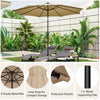 Costway 10 FT 112 LED Solar-Lighted Patio Table Market Umbrella Crank Tilt Outdoor Beige
