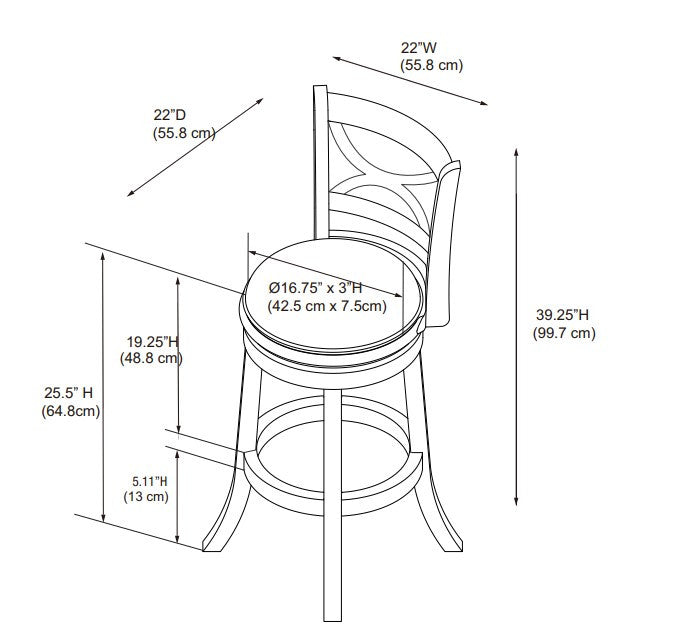 Sawyer Faux Leather Counter-Height Stool - Cream and Blue