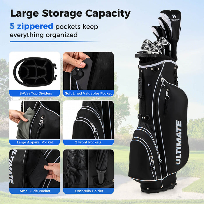 Costway Men's Complete Golf Clubs Package Set 10 Pieces Includes Alloy Driver Black