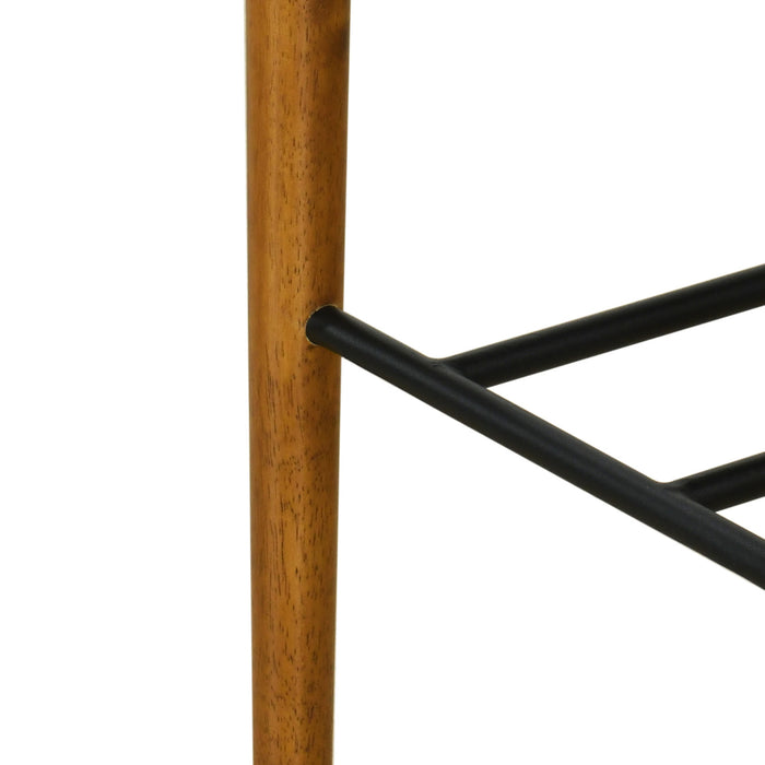 Sophia Indoor Modern Rubberwood Bar Stool Set of 2 with Supportive Backrest,Ivory&Walnut