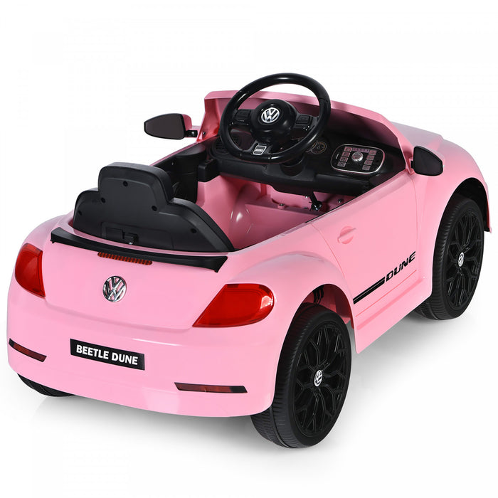Costway 12v Kids Ride On Car Licensed Volkswagen Beetle W/ Remote Control & Music Pink