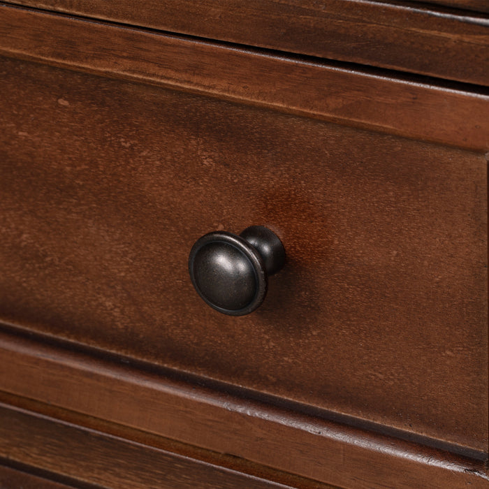 U_Style 27.6 Inch Painted Nightstand with Pull-Out Tray and 3 Drawers, Brown