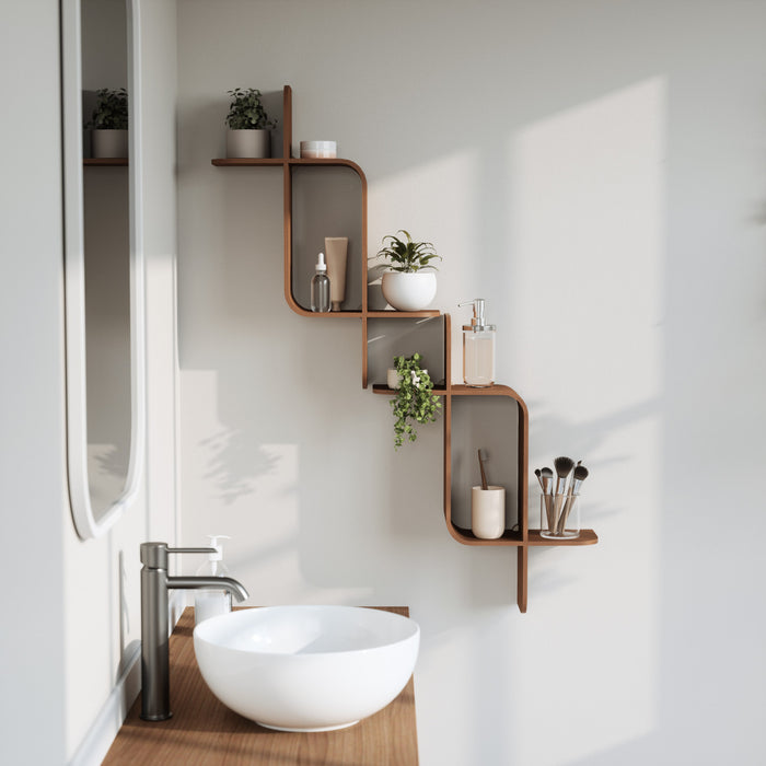 Umbra Modern Wood Montage Wall Shelf - Light Walnut