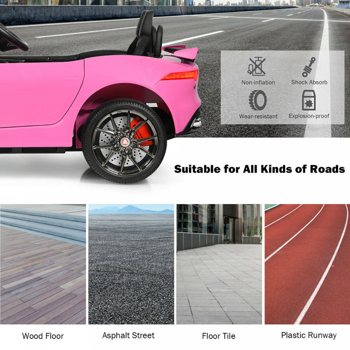 Costway 12v Jaguar F-type Svr Licensed Kids Ride On Car W/ Mp3 & Lights Pink