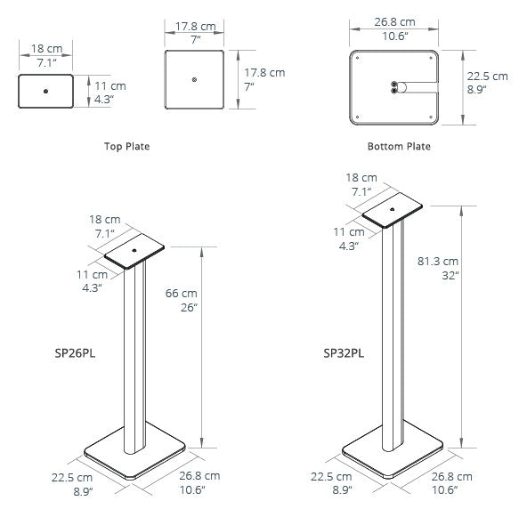 Kanto SP32PL 32\" Bookshelf Speaker Swiveling Floor Stands - Pair, White