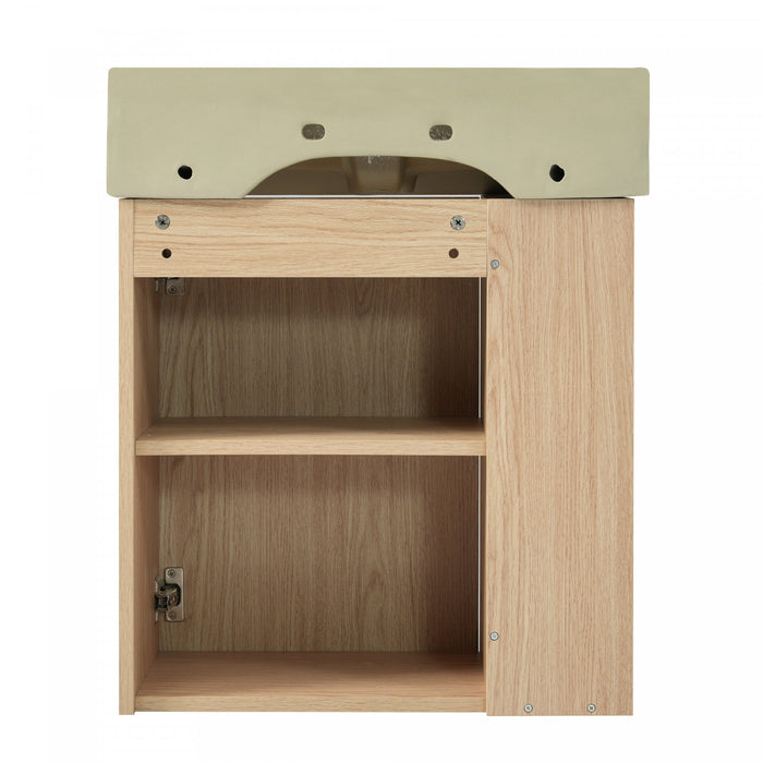 Camille Floating Bathroom Vanity with Ceramic Sink and Left Side Storage, Natural
