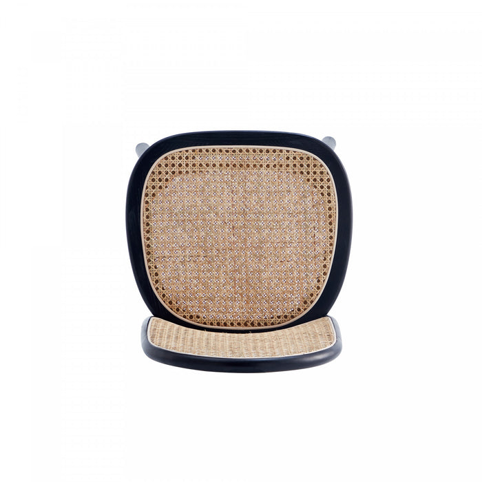 Paragon Industry Chic Cane Back Wood Upholstered Dining Chair in Black and Gray - Set of 4