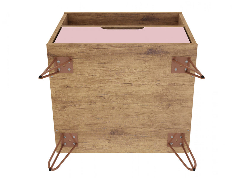 Rockefeller Mid-Century Modern 20\" Nightstand in Pink (1-Drawer) - Set of 2