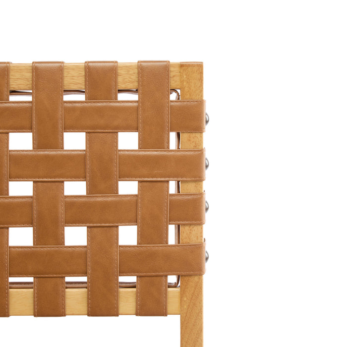 Philip Modern Rubber Wood Bar Stool Set of 2 with Woven Back Support,Natural
