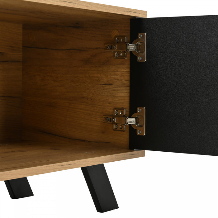 Lucas TV Stand with Storage Drawers and Open Shelving,Natural