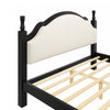 Miles Queen Size Wood Platform Bed with Curved Upholstered Headboard, Black | Lit plateforme Miles en bois format Queen avec tete de lit rembourree incurvee, noir