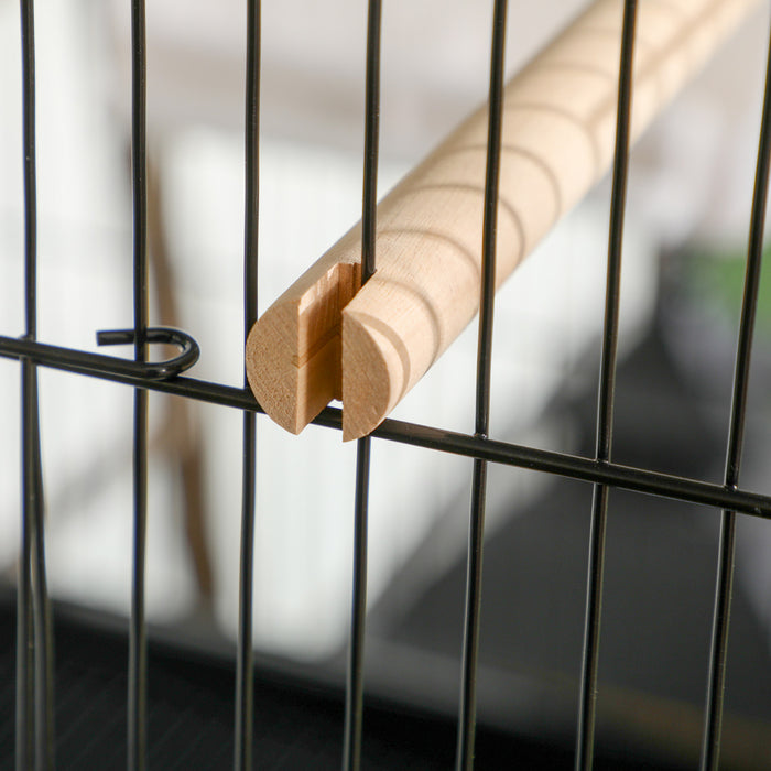 Pawhut 55.1\" 2 In 1 Bird Cage Aviary Parakeet House For Finches, Budgies With Wheels, Slide-out Trays, Wood Perch, Food Containers, Black