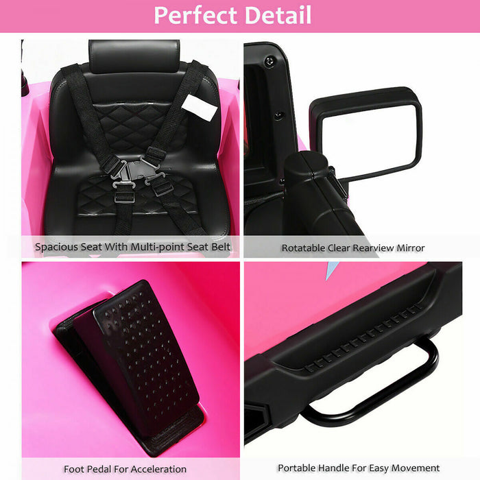 Costway 12v Kids Ride On Truck Car W/ Remote Control Mp3 Music Led Lights Pink