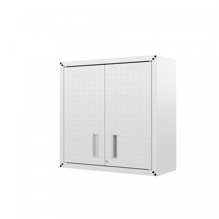 Fortress Modern 30\" Floating Garage Cabinet in White - Set of 2 Garage Storage