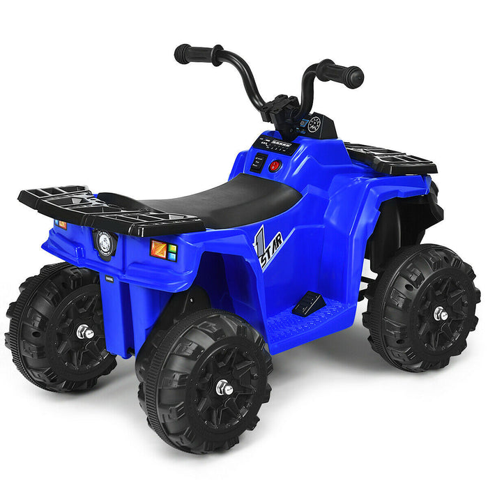 6v Battery Powered Kids Ride On Atv 4-wheeler Quad W/ Mp3 & Led Headlight Blue