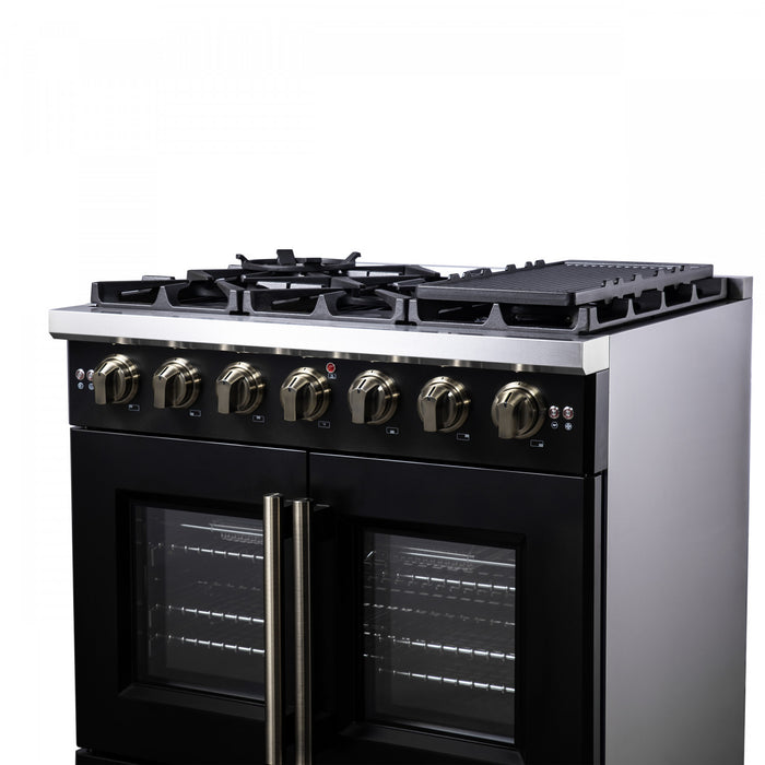 Forno Capriasca 36\" Black Gas Range 5.36 cu.ft -FFSGS6460-36BLK