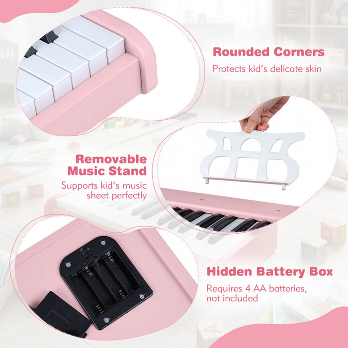 Costway 30 Keys Kids Piano Keyboard with Removable Music Stand, One-key Start Function Pink