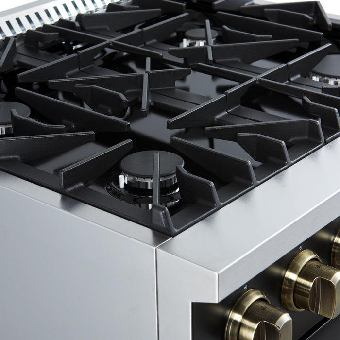 Forno Marco 30-inch Gas Range Black ,4.32 cu.ft - FFSGS6277-30BLK