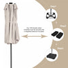 Costway 15FT Twin Patio Double-Sided Umbrella 48 Solar LED Lights Crank Outdoor Beige