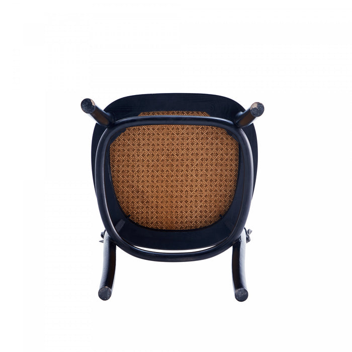 Paragon Industry Chic Cane Back Wood Upholstered Dining Chair in Black and Gray - Set of 4